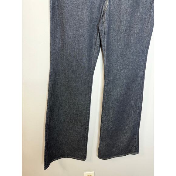 J. Crew High-rise Flare Wide Leg Jean Button fly Dark Wash Stretch Women's 24 - Picture 4 of 13